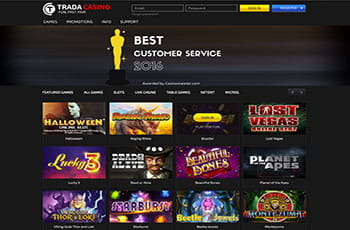 Trada Casino home page