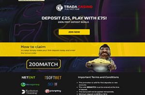 Trada Casino Welcome Offer Page