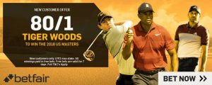 Tiger Woods 80/1 to win the Masters Betfair